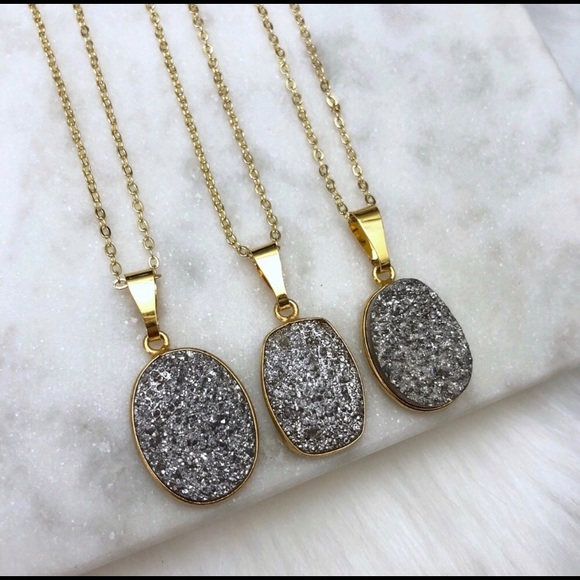 Jewelry - Gold Silver Druzy Necklaces